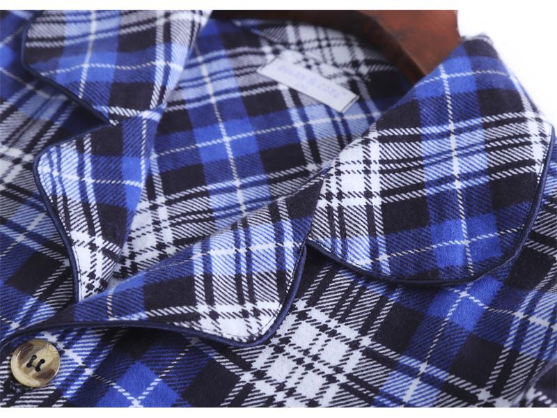 Men's Cotton Flannel Notch Lapel Pajama Set - Warm Autumn/Winter Loungewear