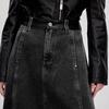 Only 2025 Autumn Leather Patchwork Denim A-Line Skirt