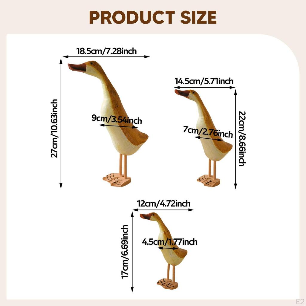3 Stück Holz Entenstatue Ornamente Kreative Lustige Figuren Tierskulpturen für Wohnzimmer