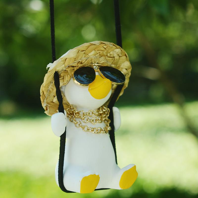1 PC Anime Little Duck Swing Car Pendant Cute Auto Rearview Mirror Ornaments Interior Decor Gift for Car Lovers