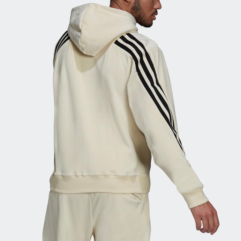 adidas Velvet Hooded Jacket With Back Stripe And Logo Men Outerwear Off-White H47895