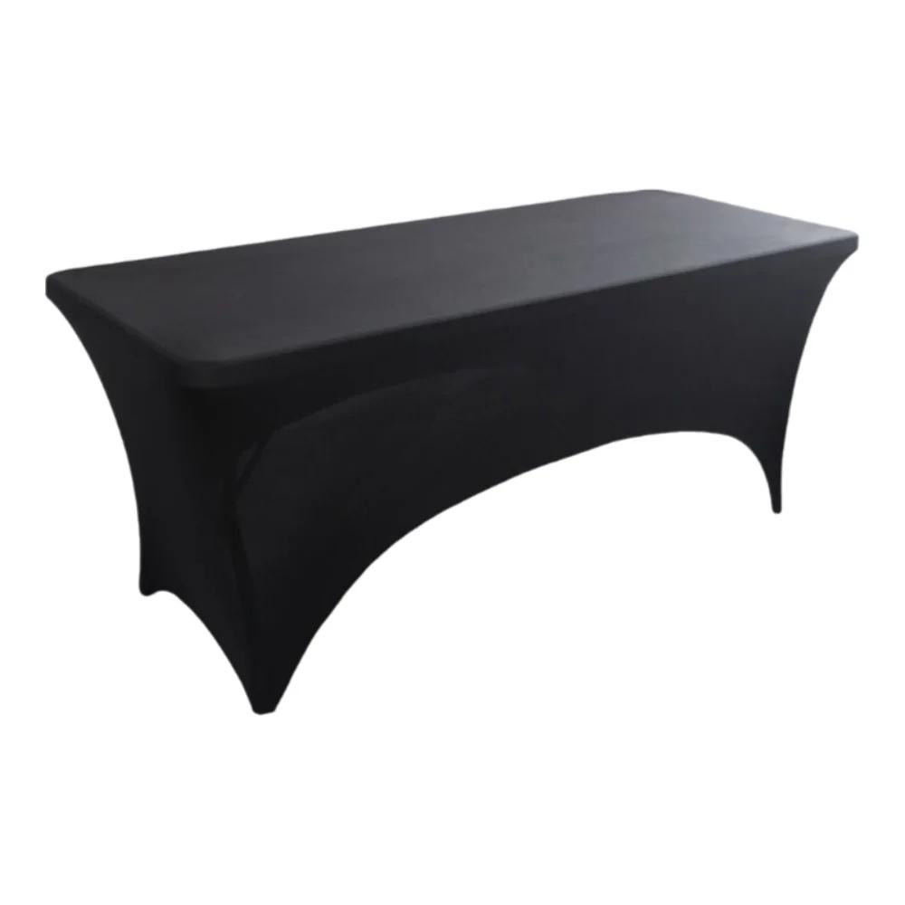 Black 4/6/8FT High Stretch Tablecloth Universal Washable Rectangular Table Cloth Elastic Birthday Table Cover Hotel Banquet