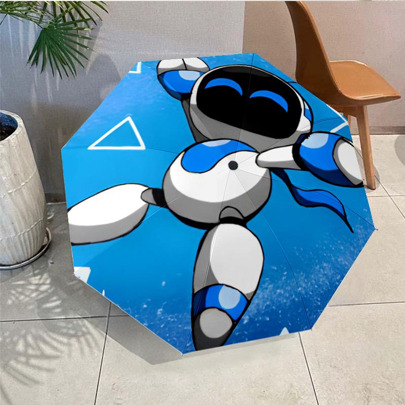 Ombrello Astro Bot Avventura Spaziale - Apertura/Chiusura Automatica, Ombrello Leggero Compatto a 8 Stecche Essenziale per Esterni Accessorio Picnic Ventaglio Regali