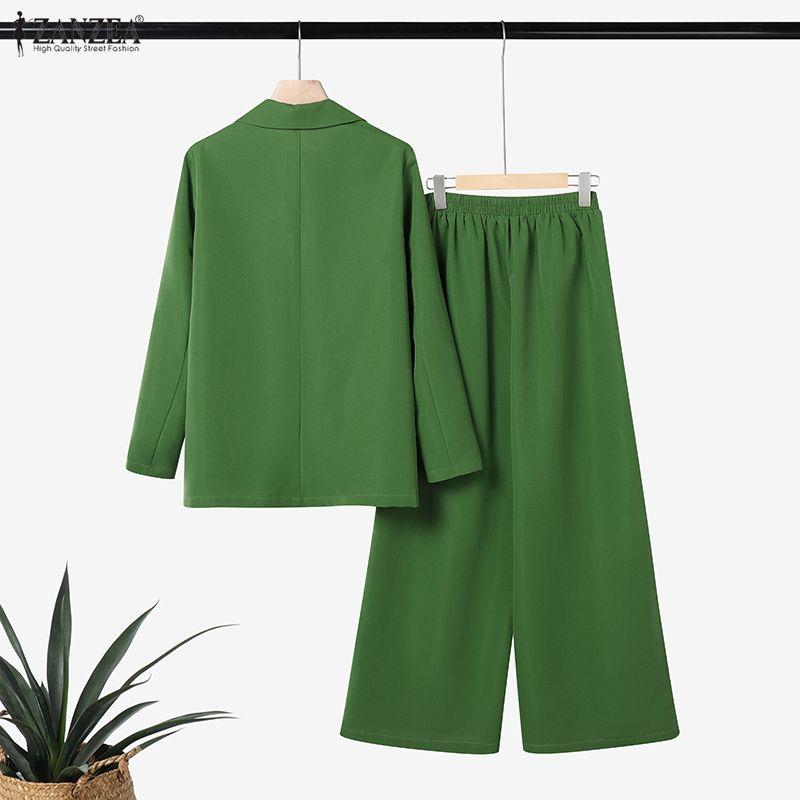 ZANZEA Women Long Sleeve Cardigan Tops and Long Pants Casual Two Piece Suit Sets