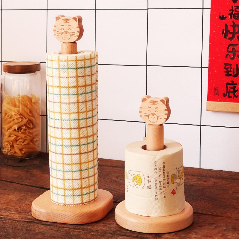 New Kitchen Towel Holder Creative New Year Tiger Vertical Roll Paper Holder Paper Towel Rack Portable Non-Slip Storage Rack