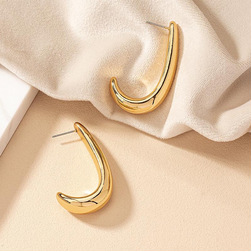 

Geometric C-Shaped Earrings - Japanese & Korean Style, Internet Celebrity Inspired, Simple Studs
