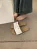 Frosted one-word with casual flat-bottomed slippers for women's summer wear 2025 new dopamine beach cool slippers