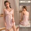Homewear Sexy Pajamas Women'S Autumn With Chest Pads Lace See-Through Nightgown Set Pure Desire Ice Silk Nightgown 6542