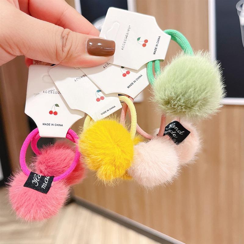 2 buc. minge de păr drăguță, culoarea bomboanei, pentru copii, benzi elastice pentru păr, pentru copii, frânghii, accesorii pentru fete