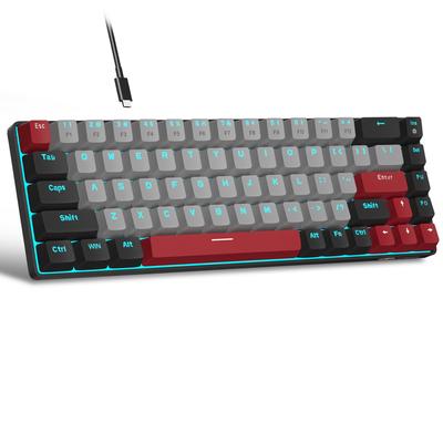MageGee Portable Mechanical Gaming Keyboard Blue LED Backlit Compact 68 Keys Mini Wired Office Keyboard with Brown Switch for Windows Laptop PC Mac
