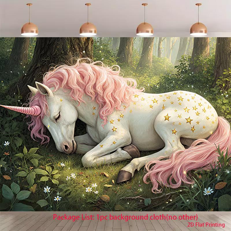 2D Fantasy Unicorn Backdrop for Fairytale, Enchanted Forest & Whimsical Events 47.2x31.5inch/120*80cm