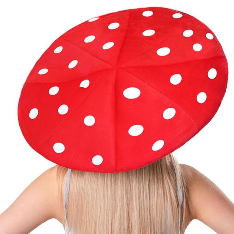 Lovely Polkas Dot Mushrooms Hat Soft Plush Warm Winter Hat Adjustable Unisex Hat for Winter Warmth