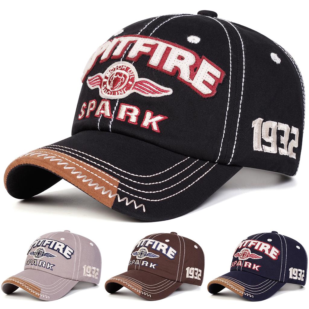 Men's Letter SPITFIRE SPARK Baseball Cap Retro Fashion Casual Sports Hat Adjustable Cotton Hip-hop Hats Travel Caps