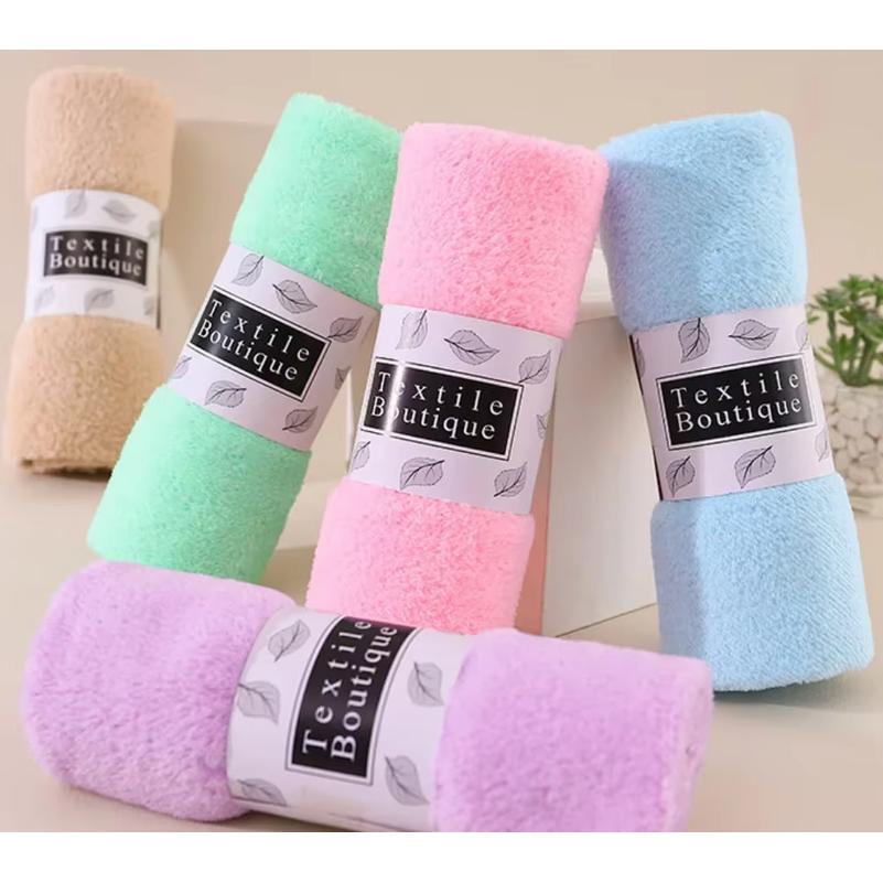 Adult quick-drying towel set, simple, absorbent, soft, for face and hands, 5-piece coral fleece towels.