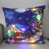 LED Light Christmas Cushion Cover Short Plush Elk Throw Pillow Case for Sofa Luminous Santa Clause Printed Pillowcase Home Decor