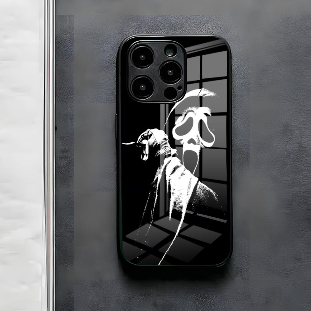 Ghost Face Scream Halloween Phone Case For IPhone 17 Air 16 E Pro Max 15 14 13 Mini 12 Pro 11 Max Plus Black Glass Cover