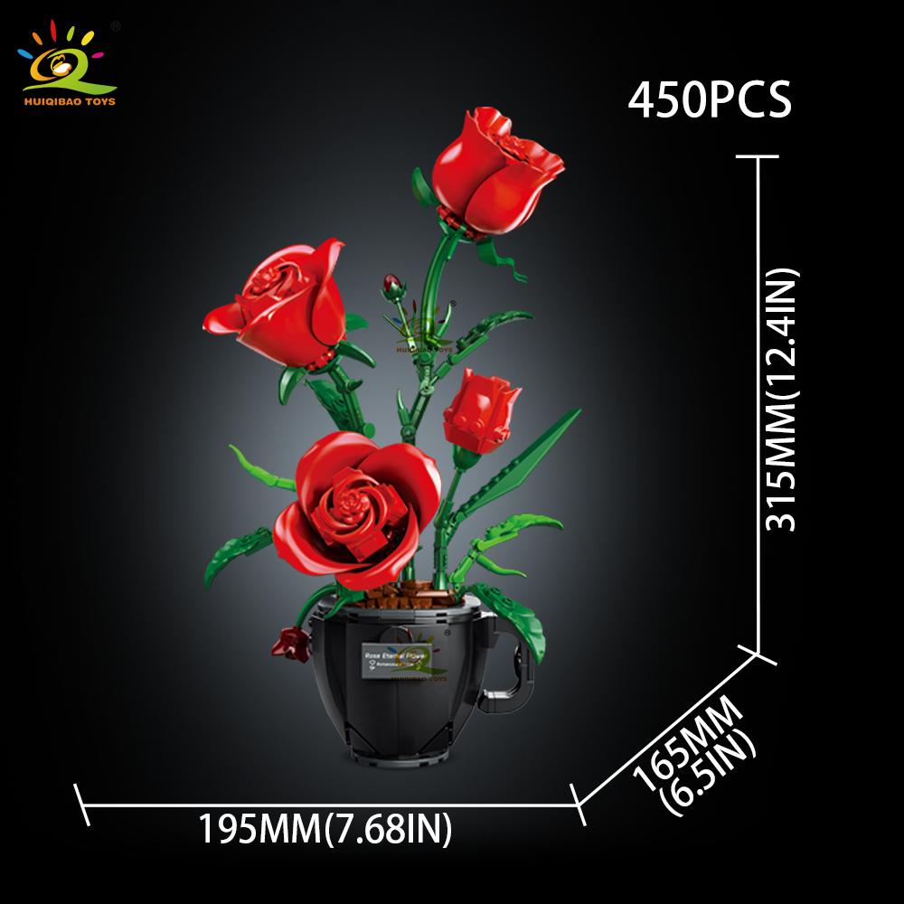 Flower Orchid Rose Daisy Coffee Cup Potted Building Blocks Bouquet MOC Bricks Toys DIY Home Desk Plant Decoration