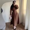 European and American women's clothing spring new fashion slim and thin medium and long big swing retro dress