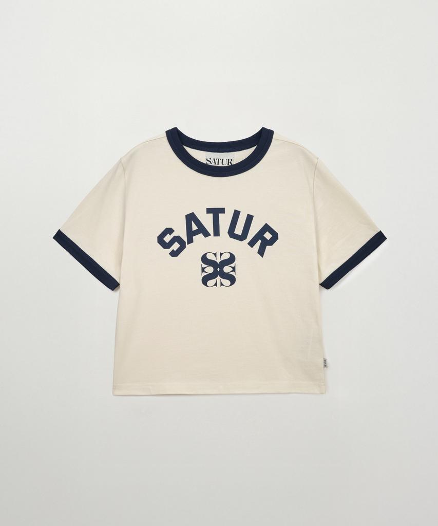 Seteo (W) Arch Logo Ringer Short Sleeve T-Shirt Cream