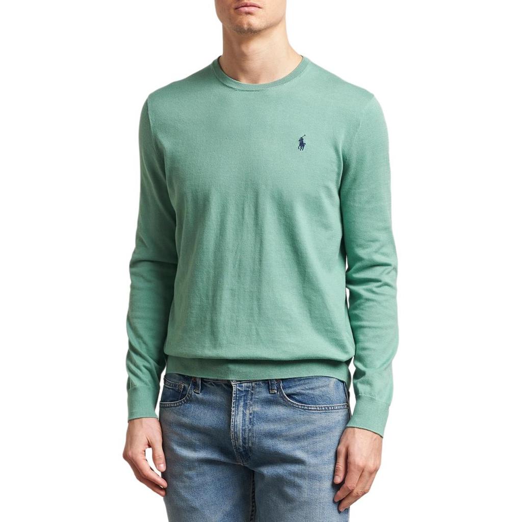 Polo Ralph Lauren Embroidered Crew Neck Long Sleeve Knit Sweater Men sweater Green MNPOSWE16821016-300