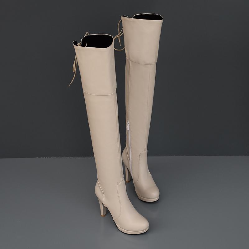 Women's high-heeled boots, sexy European and American style autumn and winter new waterproof table, fine-heeled large-size knee boots
