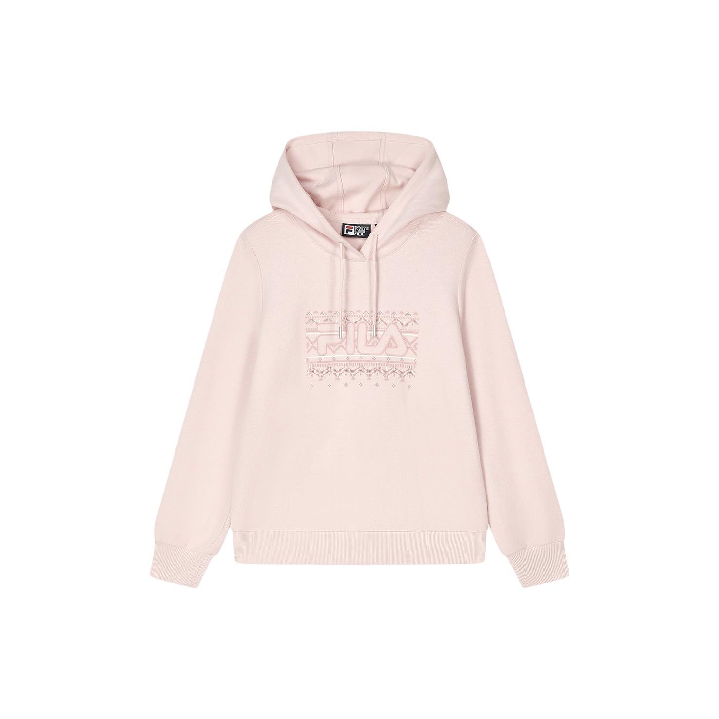 

FILA Solid Color Hooded Knit Pullover Sweatshirt Women tops Cinnamon Apricot F11W347201ALP S