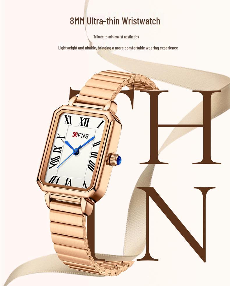 Oufanny Women's Simple Square Dial Quartz Wristwatch – Korean Style, Light Luxury for Ladies & Students