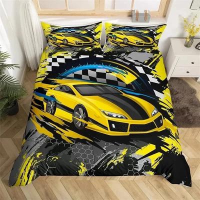 Racing Car Extreme Sports Game Comfortable Duvet Quilt Cover Pillowcase Bedding Set Children Bedroom Decoration Home Textile
