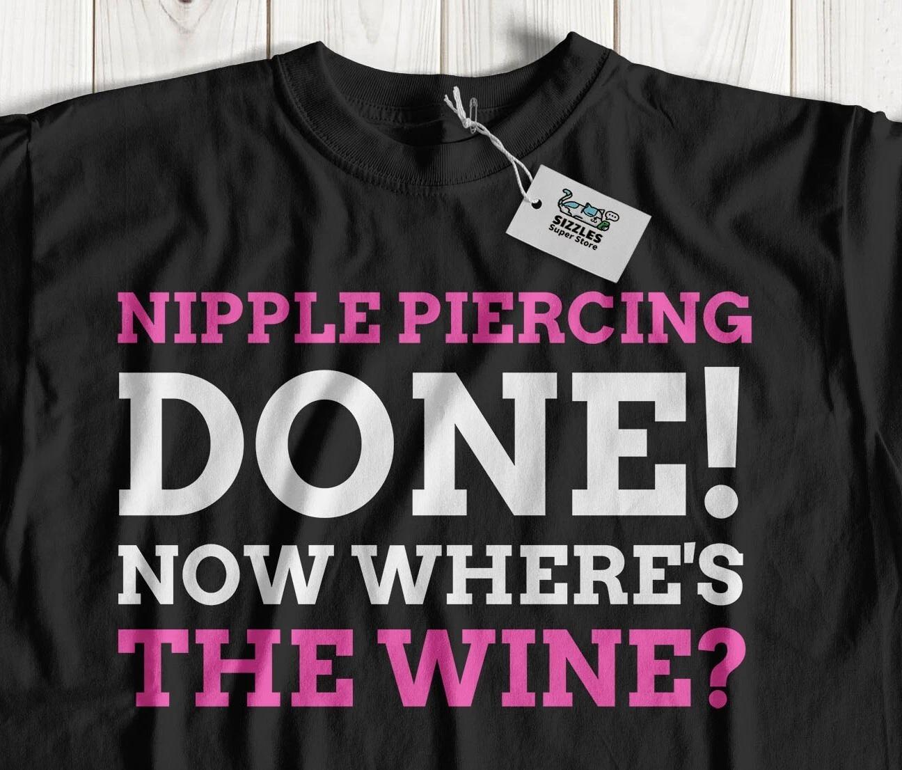 Unisex Funny Nipple Piercing T-Shirt Pierced Nipples Gifts S