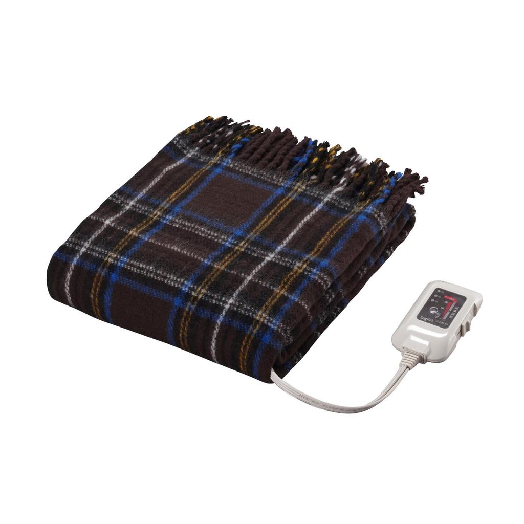 Sugibo Washable Electric Made in Regular Size x 140 Automatic Off Timer or 6 Room Temperature Dust Mite Brown Check Pattern Throw, Japan, (82 cm),
