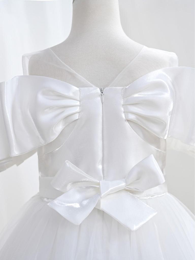 Europäisches & Amerikanisches Mädchen Mesh Puffrock Langes Prinzessinnenkleid - Formelle Blumenmädchen Abendgarderobe