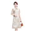 Elegant Summer Cheongsam Dress for Middle-Aged Women