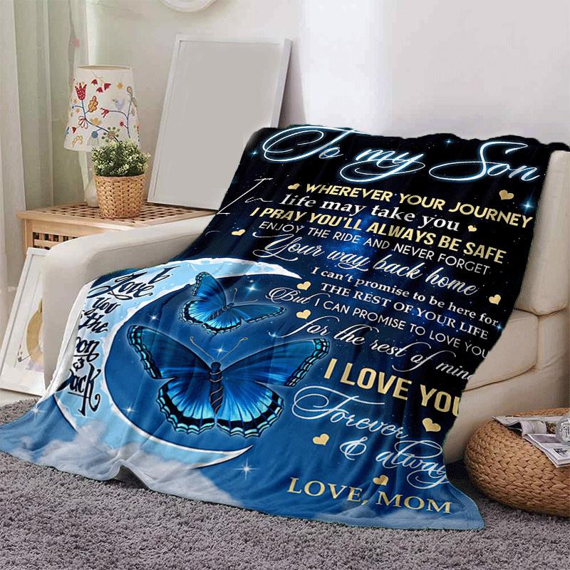 

1pc Butterfly Printing Lightweight Flannel Blanket, Comfortable and Warm Blanket, for Camping Sofa Bed and Couch Office, in All Seasons 130cmx150cm