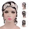 Head Scarf Fashion Print Stretchy Headdress Dome No Brim Turban Hat for Spa