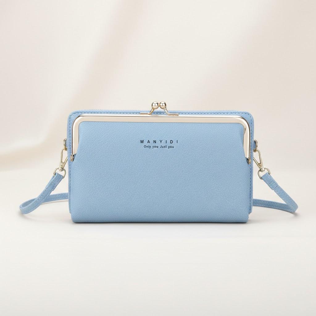 

Женская модная сумка через плечо из ПУ-кожи, повседневная двойная кошелек-клатч для ежедневных поездок, покупок синий