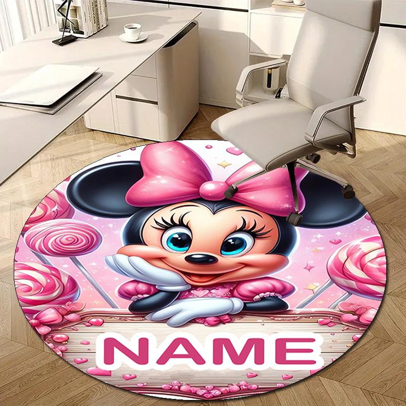 Personalized M-Minnie Round Chair Office Rug - Perfect for Mat, Office Chair & More - Ideal Gift for Birthdays and Holidays
