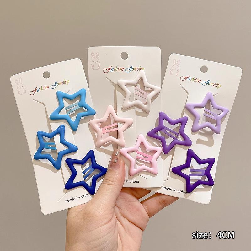Y2K Dopamine Color Pentagram Small Hair Clip for Women & Kids - Cute Bangs & Side Hair Accessory