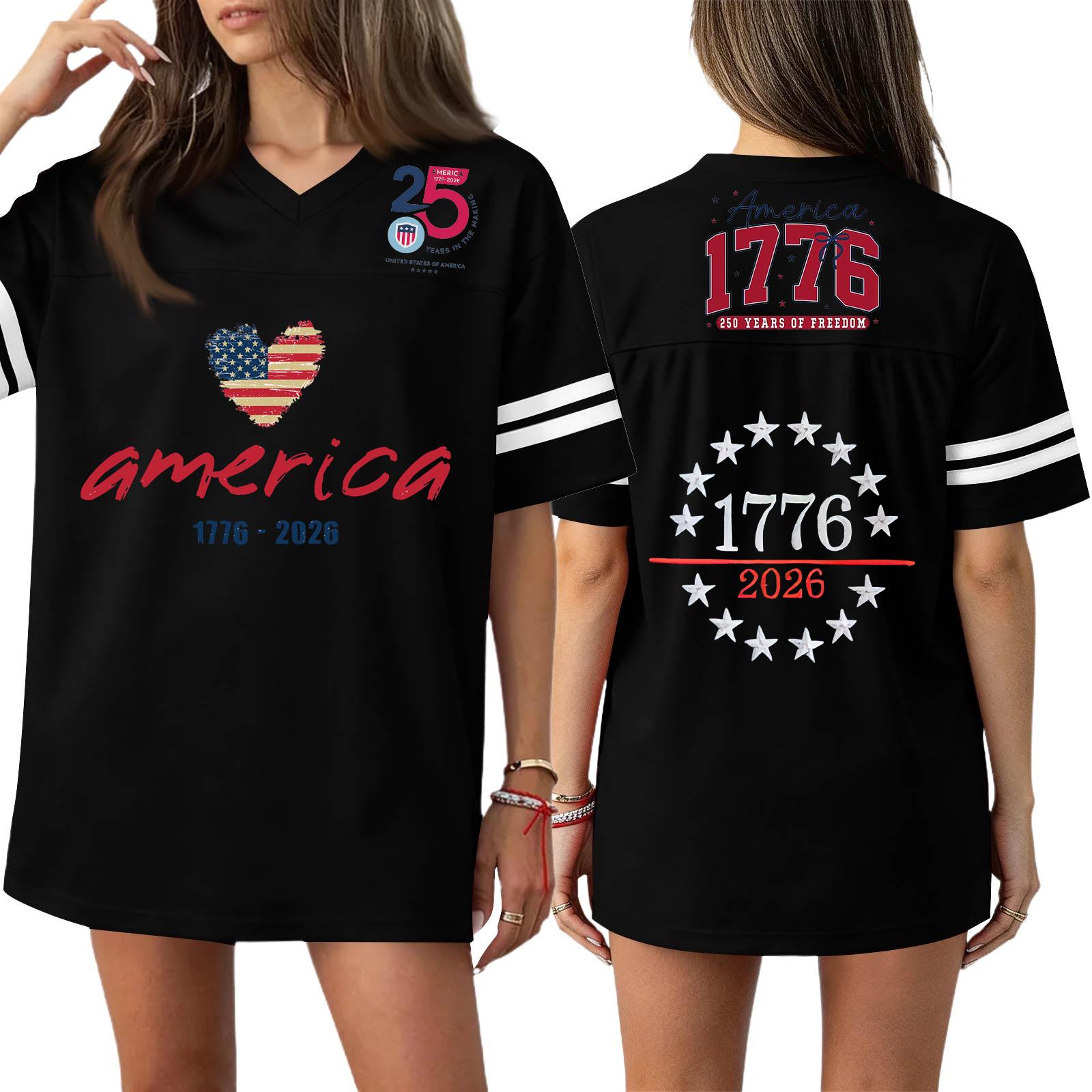 

Женская повседневная модная спортивная футболка с V-образным вырезом, принтом ко Дню независимости, коротким рукавом, топ L чёрный