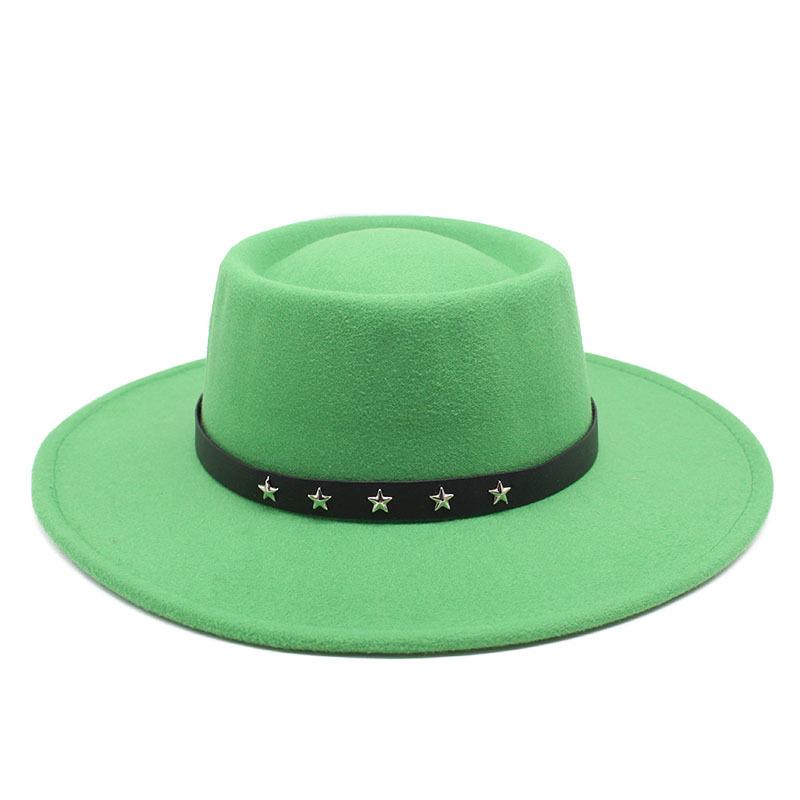 2022 Woolen Hat Women Spring And Autumn French Top Hat White Flat Edge Wide Brim British Men