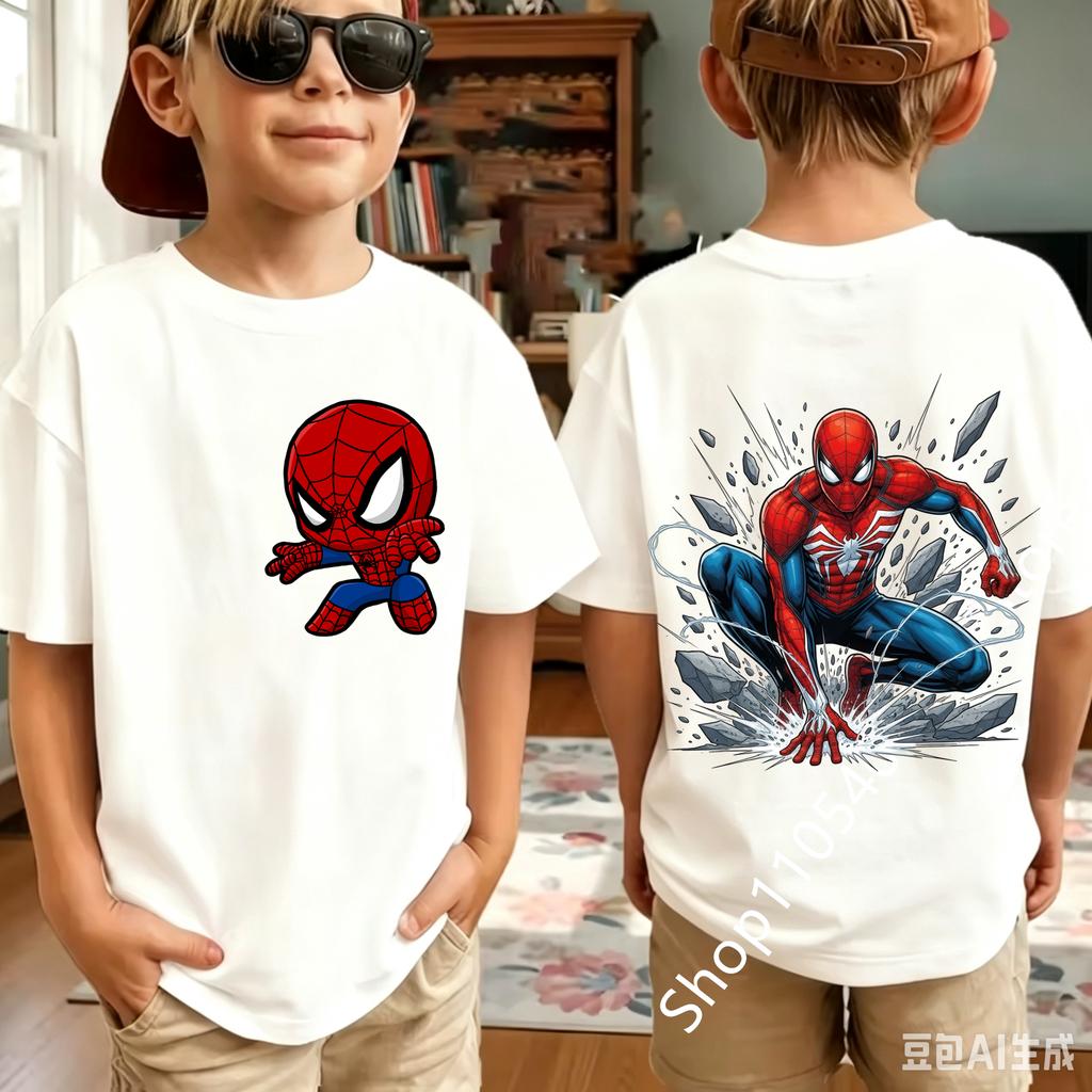 Summer Spider Children's T Shirt Breathable Fabric Classic Character Patterns in A Cute Style Suitable Daily Playwear