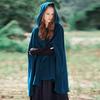 Herbst und Winter Damen Punk Style Lockeres Kapuzenknopf Tweed Lockeres Poncho Top