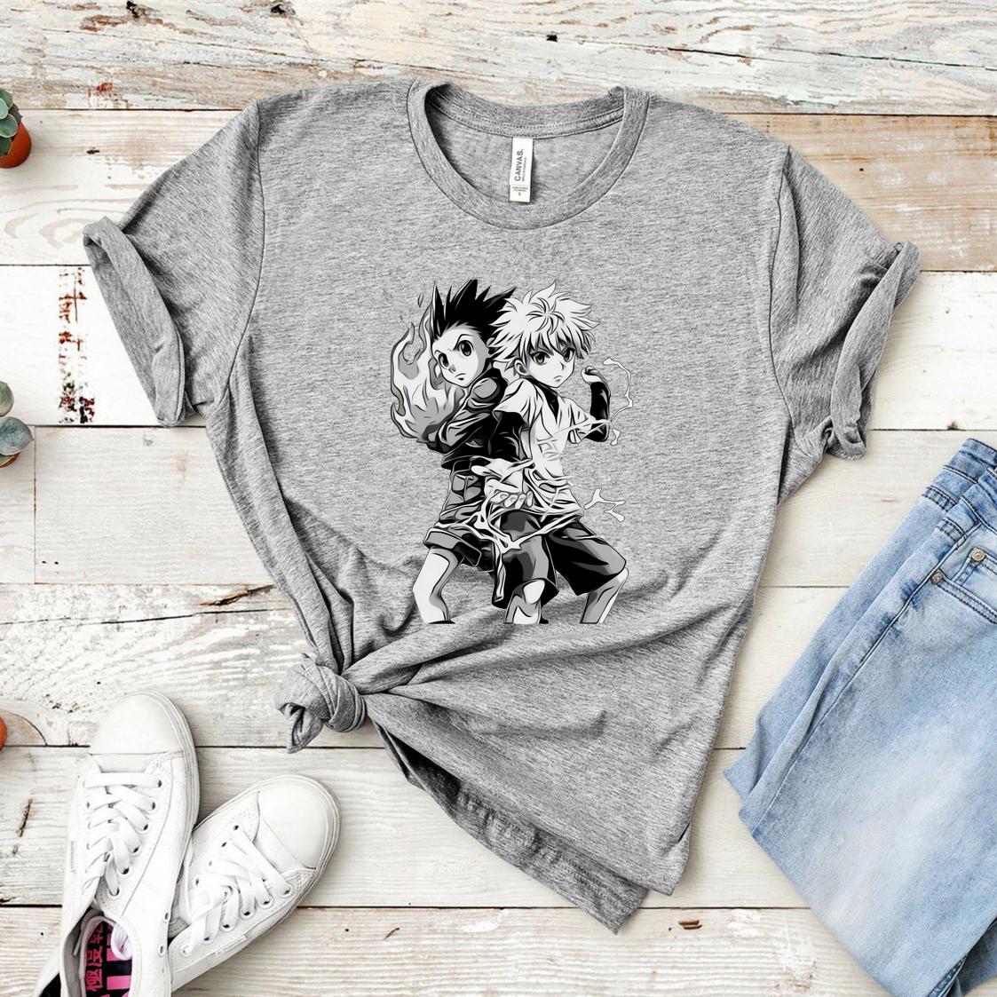 

Hunter X Hunter Tshirt Gon and Kirua Graphic Tee HXH Anime Unisexga Lovers Shirt Women Casual Shirts Ladies Tops S