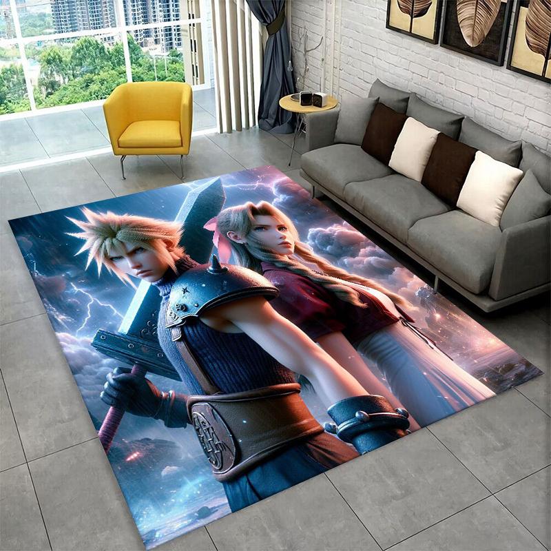 Cloud Tifa Final Fantasy Spiele Sephiroth Teppich Teppich für Schlafzimmer Wohnzimmer Sofa Spielzimmer Fußmatte Heimdekoration,Teppich Rutschfest