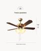 Retro American Chandelier Fan with LED Light for Living Room or Bedroom