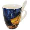 Les Trésors De Lily [Q7696] - Porcelain Mug + Spoon 'Vincent Van Gogh' (Café Terrace In the Evening) - 10.5x8 Cm
