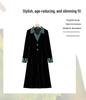 Spring V-Neck Gold Velvet Long Sleeve Dress for Middle-Aged and Elderly Women