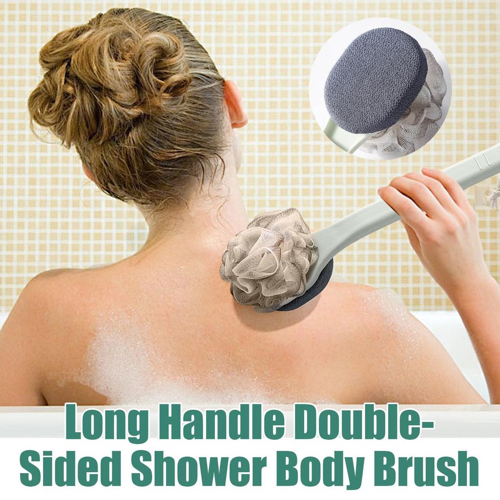 Bath Brush Long Handle For Shower Soft Bath Back Brush Long Handle For Shower Double-Sided Body Cleaning Exfoliator For Skin