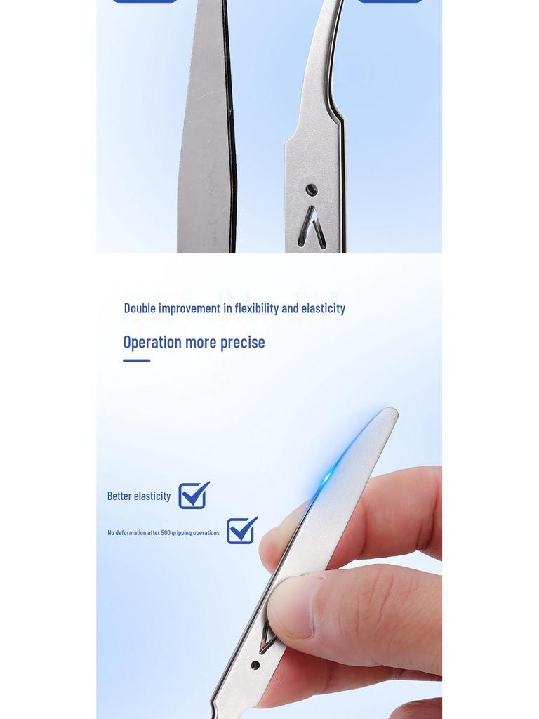 Gold Feather Stainless Steel Eyelash Tweezers Set - Heat-Treated Precision Beauty Tools