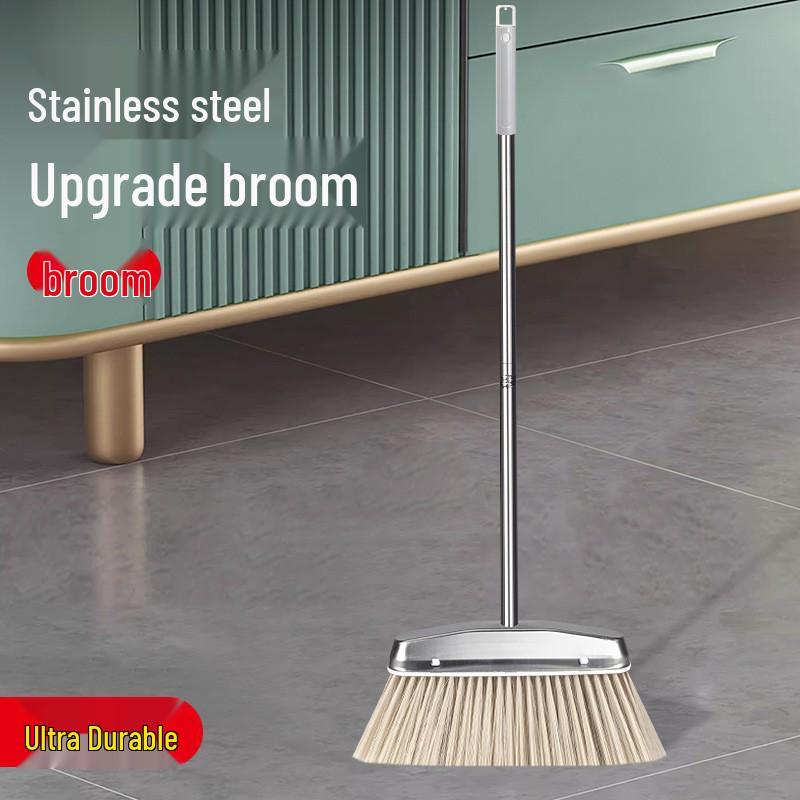 Edelstahl Besen- und Kehrschaufel-Set mit Müllschaber