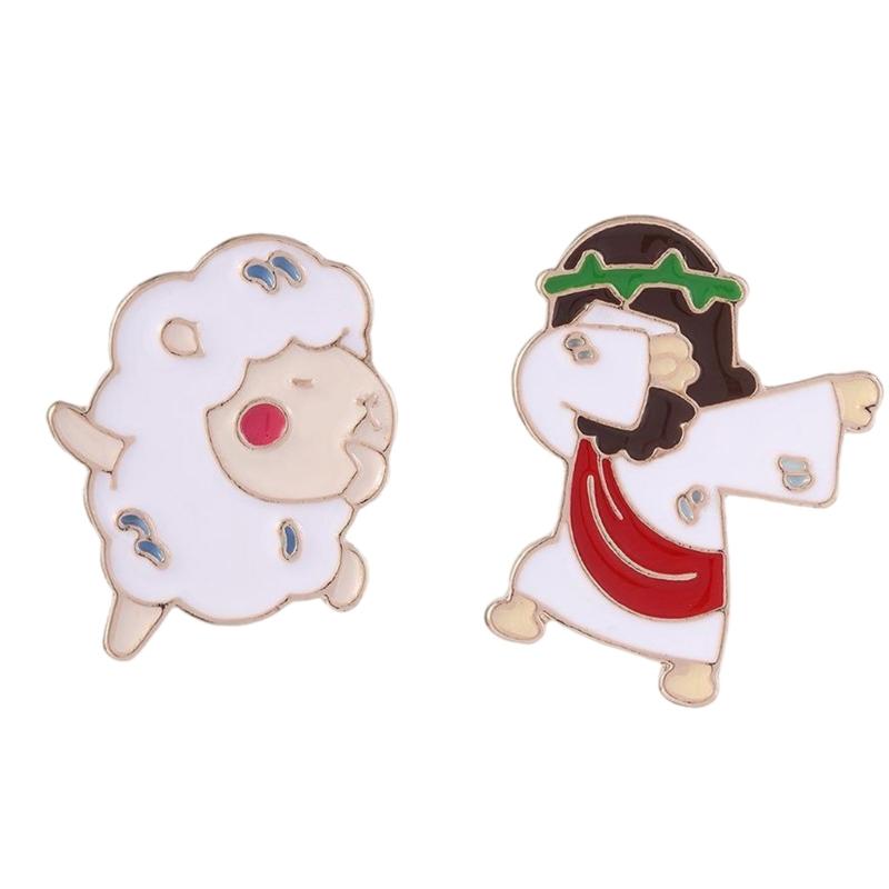 

Jesuses Messiah Brooch Pins Cartoon Sheep Enamel Pins Christian Faith Icons Badge for Backpacks Clothing Jackets Decors 1